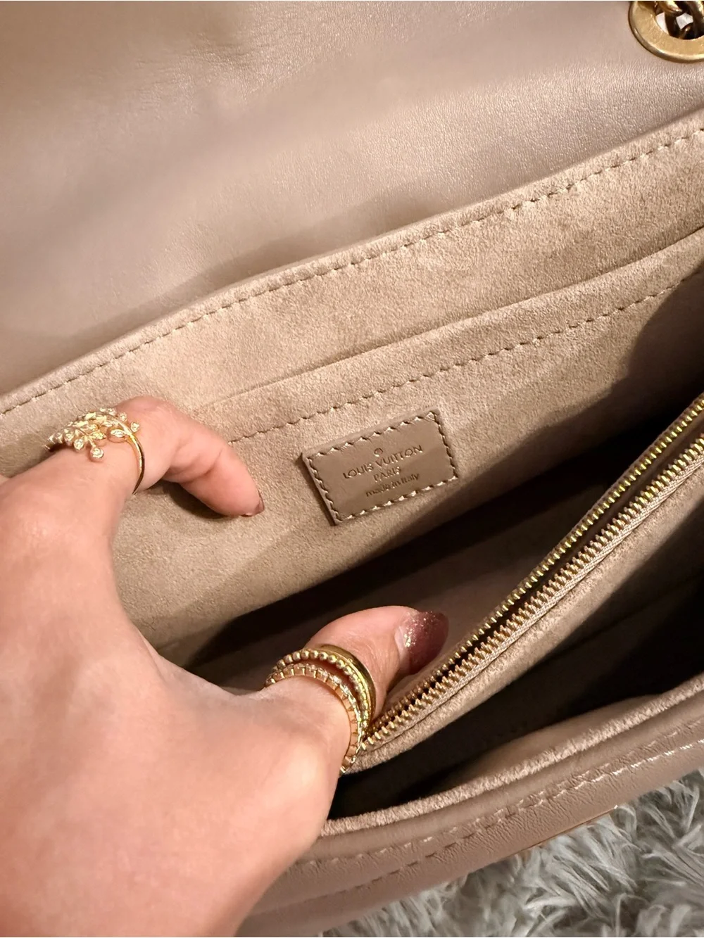 Louis Vuitton New Wave Taupe Quilted Leather Chain Shoulder Bag, Gold Hardware